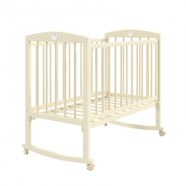 Кроватка LILU-2 колесо-качалка слоновая кость Кроватка LILU-2 колесо-качалка слоновая кость