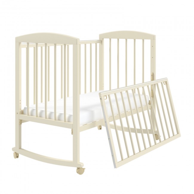 Кроватка LILU-2 колесо-качалка слоновая кость Кроватка LILU-2 колесо-качалка слоновая кость